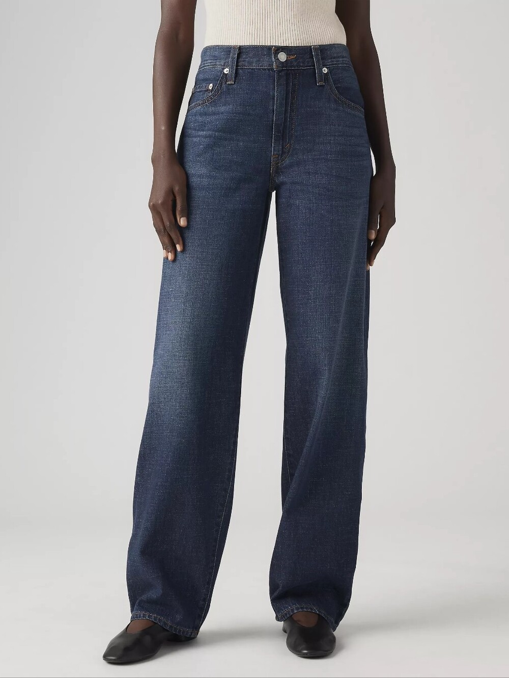 NWT Levi's Baggy Dad Linen+ Denim Lightweight Women's Jeans Size 31X34 Dark Wash